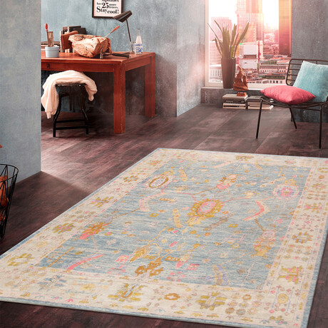 Pasargad Home Authentic Turkish Oushak // Hand-Knotted Wool Area Rug // Light Blue // V2 // 11' 6" X 14' 1"