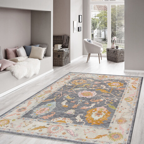 Pasargad Home Authentic Turkish Oushak // Hand-Knotted Wool Area Rug // Grey // V3 // 9' 2" X 11' 1"