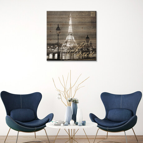 Paris At Night In Sepia by Kate Carrigan (26"H x 26"W x 1.5"D)