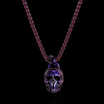 Purple Plated Large Skull Pendant Necklace // 24"