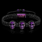 Purple Plated Stainless Steel Skulls Nylon Cord Adjustable Bracelet // 6mm