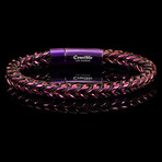 Purple Plated Stainless Steel Franco Chain and Nylon Cord Bracelet // 7mm