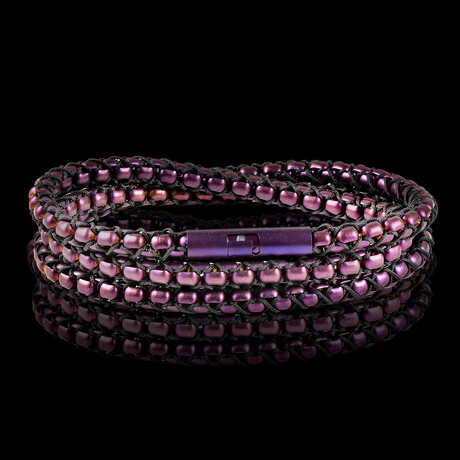Purple Plated Stainless Steel Box Chain Nylon Cord Necklace // 26"