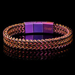 Matte Finish Purple Plated Stainless Steel Double Franco Row Bracelet // 10mm