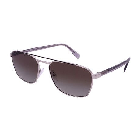 Men's PR61US-Y7B502 Square Sunglasses // Silver + Brown Gradient