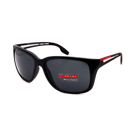 Men's PS03TS-1BO5S0 Square Sunglasses // Matte Black + Gray