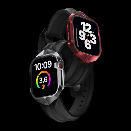 Cyber Watch® // Titanium Apple Watch Case & Band + Pulsar Red Aluminum Case & Band