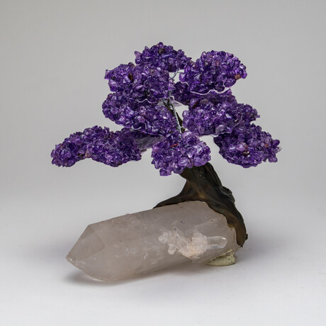 The Harmony Tree // Genuine Amethyst Clustered Gemstone Tree + Clear Quartz Crystal Matrix // Large