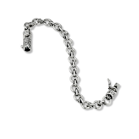 Sterling Silver Link Bracelet + Swirl Design Lock (7.5)