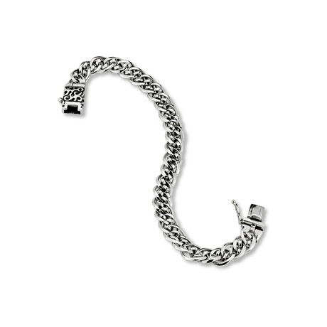 Sterling Silver Link Bracelet + Design Lock (7.5)