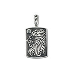 Sterling Silver Lion Dog Tag Pendant