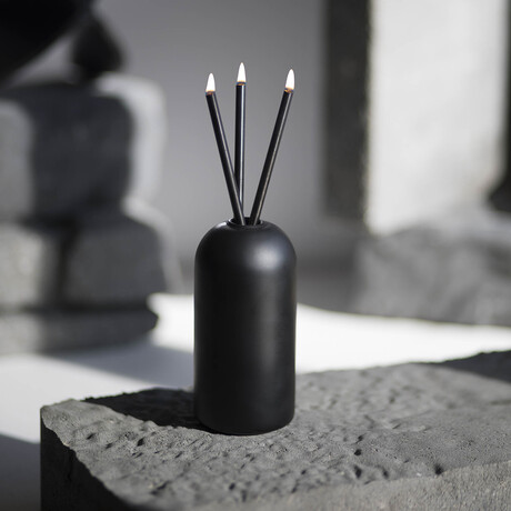 Wylie // Black Vase + Black Candlesticks