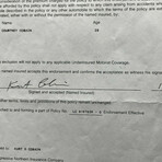 Kurt Cobain // Car Insurance Policy Letter // Hand Signed