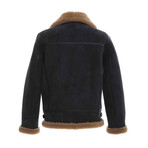 Maverick Shearling Pilot Jacket // Anthracite Suede + Ginger Curly Wool (Small)