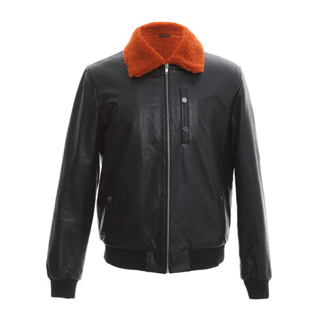 Sheepskin Aviator Jacket // Ohaio Black + Orange Wool (Small)
