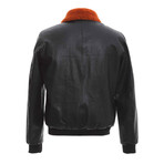 Jamison Sheepskin Aviator Jacket // Ohaio Black + Orange Wool (Small)