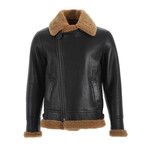 Arnold Shearling Pilot Jacket // Silky Brown + Ginger Curly Wool (Small)