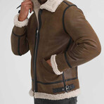 Phillip Shearling Aviator Jacket // Vintage Camel + Beige Curly Wool (Small)