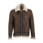 Phillip Shearling Aviator Jacket // Vintage Camel + Beige Curly Wool (Small)