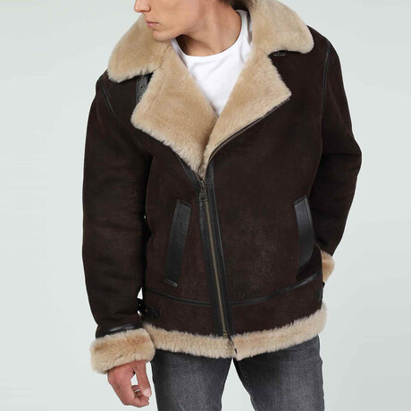 Shearling Pilot Jacket // Washed Brown + Champagne Wool (Small)