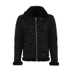 Dante Shearling Aviator Jacket // Camouflage Black + Black Wool (Small)