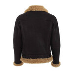 Derek Shearling Aviator Jacket // Washed Brown + Ginger Curly Wool (Small)