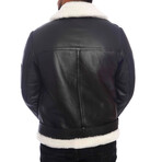 Stefan Shearling Pilot Jacket // Silky Black + White Wool (Small)