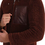 Edward Sheepskin Casual Jacket // Silky Burgundy + Burgundy Wool (Small)