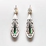 Bali Silver + 18K Gold + Lab Emerald Doublet Cable Pattern Earrings