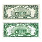 $5 Small Size Silver Certificate // Set of 2 // 1934 & 1953 // Uncirculated // Deluxe Collector's Pouch