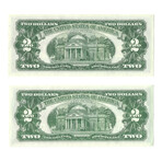 $2 Small Size Legal Tender Notes // Set of 2 // 1953 & 1963 // Uncirculated // Deluxe Collector's Pouch