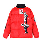 Brandalised Graffiti Crime Puffer Jacket // Red (Small)