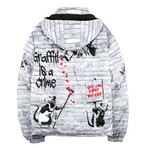 Brandalised Graffiti Crime Puffer Jacket // Multicolor (Medium)