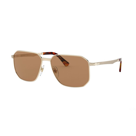 Persol // Men's Metal Sunglasses // Gold + Brown