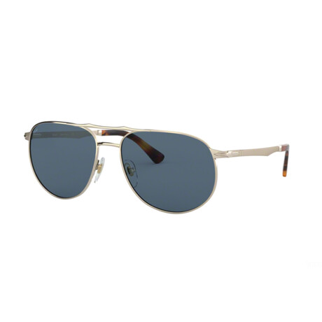 Persol // Men's Metal Aviator Sunglasses // Gold + Blue Gray