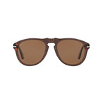 Persol // Unisex Iconic Aviator Polarized Sunglasses // Brown Prince Of Wales + Brown