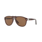Persol // Unisex Iconic Aviator Polarized Sunglasses // Brown Prince Of Wales + Brown
