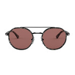 Persol // Unisex Rounded Sunglasses with flex hinge // Black Havana + Violet