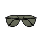 Persol // Unisex Metal Pilot Sunglasses // Black + Silver + Green