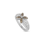 Le Vian // 18K White Gold + Diamond Flower Ring // Ring Size 7.75 // Estate
