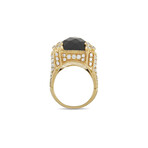 Judith Ripka // Monaco 18K Yellow Gold Diamond + Onyx Cocktail Ring // Ring Size 9.5 // Estate