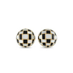 Tiffany & Co. // 18K Yellow Gold Onyx + Mother Of Pearl Clip-On Earrings // Estate