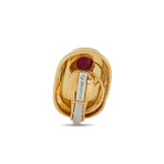 David Webb // 18K Yellow Gold + Ruby Cabochon Clip-On Earrings // Estate