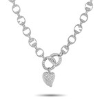 Christian Dior // 18K White Gold Diamond Heart Necklace // 15" // Estate