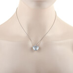 Chopard // Happy Diamond 18K White Gold Diamond + Blue Heart Crystal Pendant Necklace // 16" // Estate