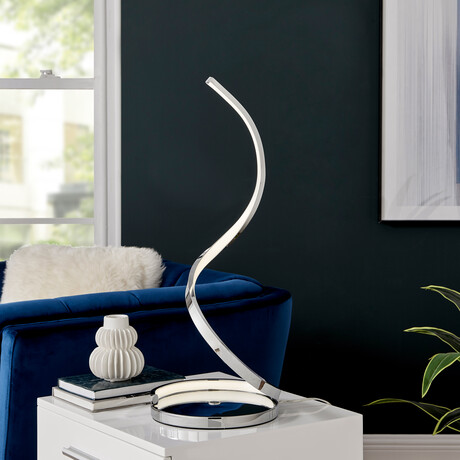 Modern Spiral LED Table Lamp // Chrome