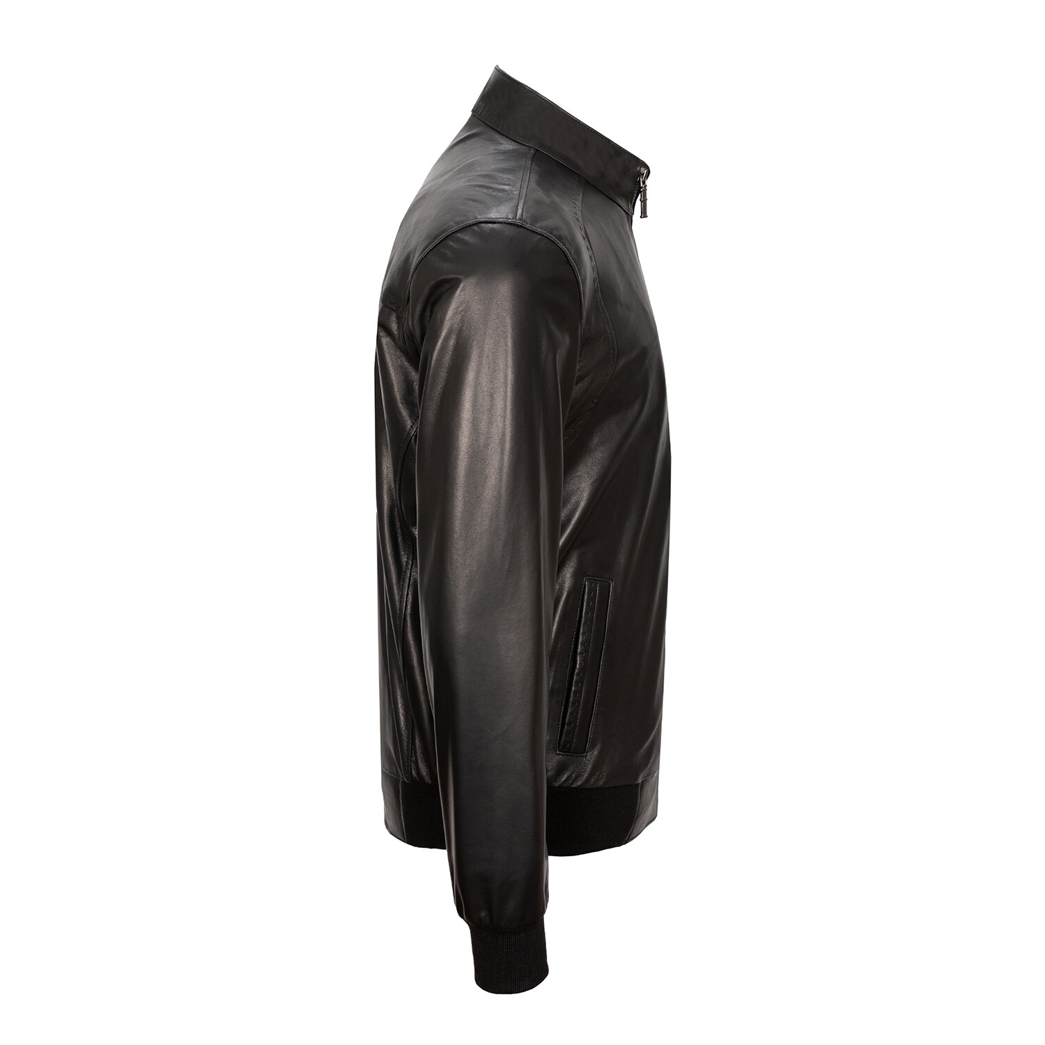 Mock Neck Bomber Leather Jacket // Black (3XL) - Paul Parker Leather ...
