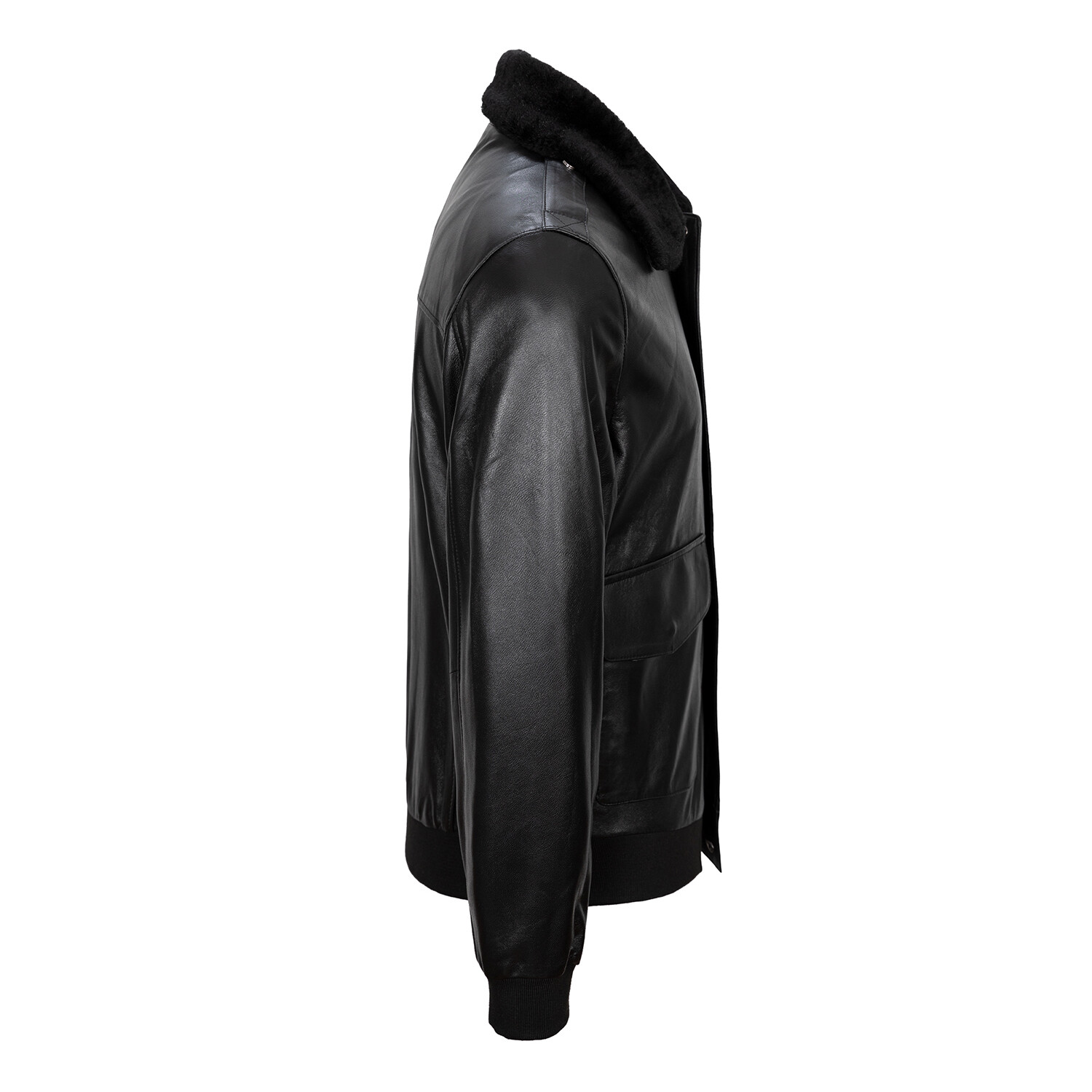 Bomber Faux Fur Neck Jacket // Black (3XL) - Paul Parker Leather ...