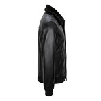 Bomber Faux Fur Neck Jacket // Black (XL)