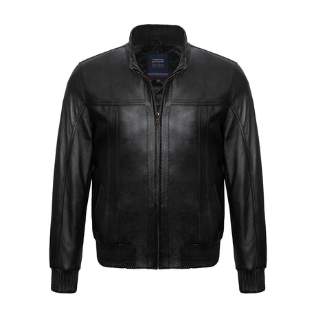 Bomber Leather Jacket // Black (S)